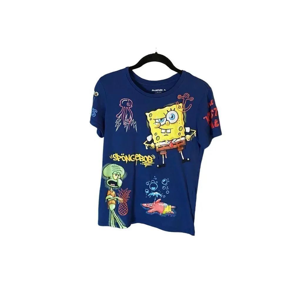 SpongeBob SquarePants Nickelodeon youth blue short sleeve T-shirt, size 18/20